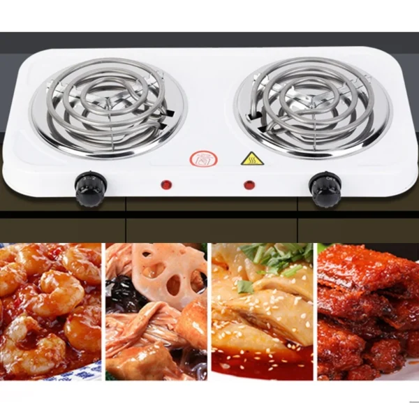 Portable Electric 2000W Mocha Pot Double Stove Hotplate Adjustable Temperature Home Kitchen Cook Coffee Heater