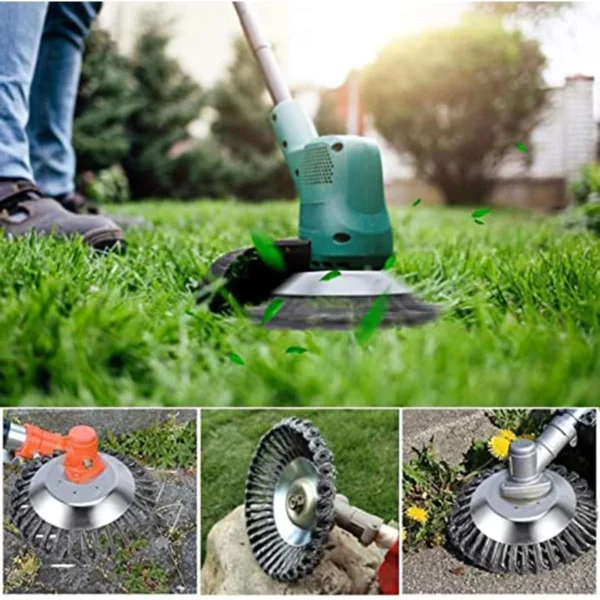 Steel Wire Wheel Garden Weed Brush Lawn Mower Grass Eater Trimmer Brush Cutter Tools Garden Grass Trimmer Head Weed Brush - Image 2