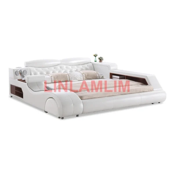 MANBAS Genuine Leather multifunctional massage bed frame camas rectangle ultimate bed With storage Bluetooth speaker safe  beds - Image 7