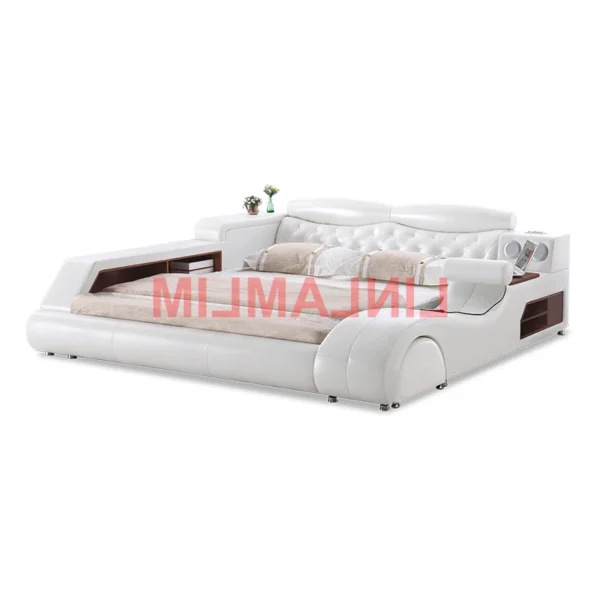 MANBAS Genuine Leather multifunctional massage bed frame camas rectangle ultimate bed With storage Bluetooth speaker safe  beds - Image 8