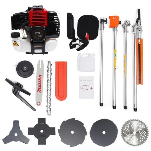 52cc 2-Stroke Hedge Strimmer Gasoline Brush Cutter Grass Wacker Weed Eater Lawn Mower Yard Pruner 10 in 1 - Image 6