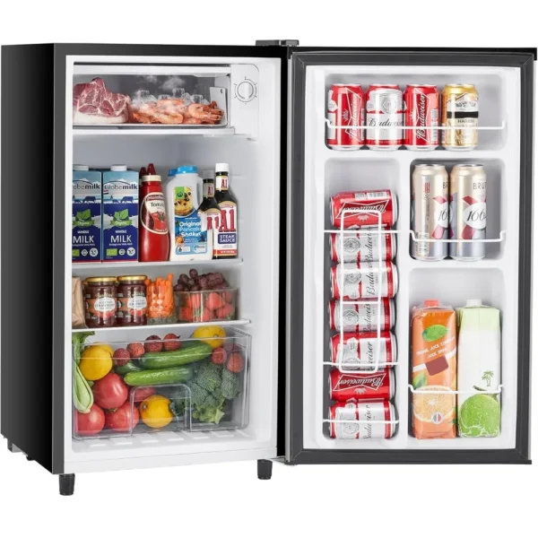 3.2Cu.Ft Mini Fridge with Freezer Small Refrigerator Single Door Adjustable Thermostat Energy-efficient Low Noise,Compact Fridge