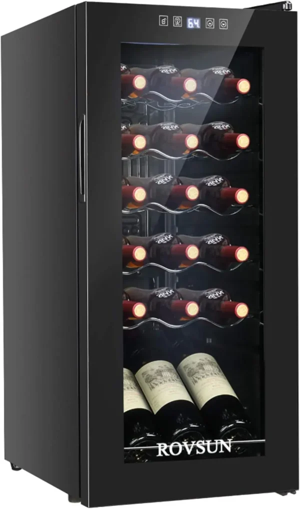 18 Bottle Wine Fridge, Freestanding Compressor Wine Cooler Refrigerator, Beverage Wine Chiller with Digital Temperature C