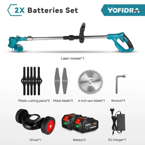 1500W 7 Inch Cordless Electric Lawn Mower Length Adjustable Handheld Rechargeable Garden Pruning Tools For Makita 18V Battery - Image 7