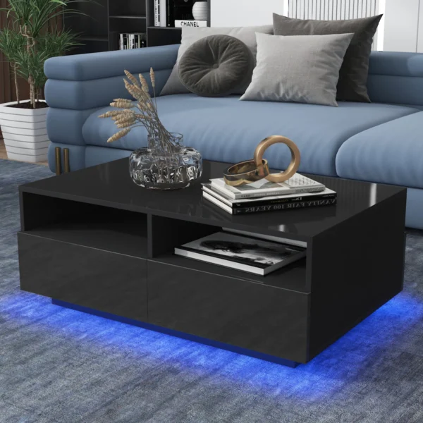 RGB LED Coffee Table High Gloss Simple Design Side Table for Living Room Furniture Tea Table Desks Home Storage Organzier - Image 2