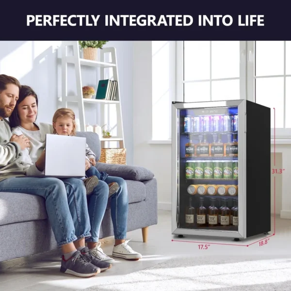 Beverage Refrigerator Cooler,126 Can Mini Fridge with Glass Door Freestanding, Beverage Cooler with Adjustable Removable Shelves - Image 6