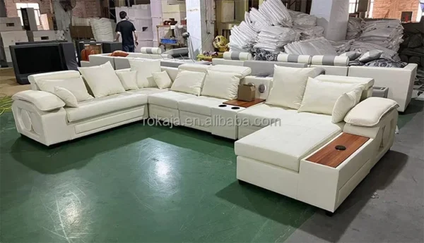 Luxury Multifunctional U-Shaped Sofa Set Fabric Corner Sofa With Usb Speaker Modern Design Living Room Furniture 7 Seater Sofa - Image 5