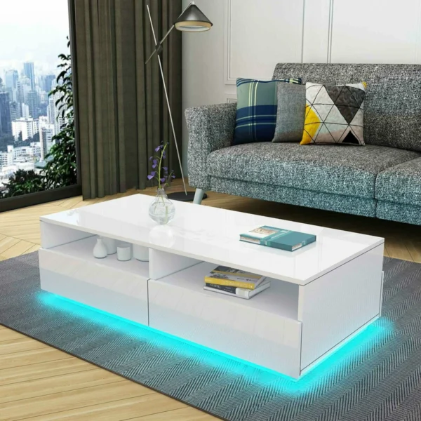 RGB LED Coffee Table High Gloss Simple Design Side Table for Living Room Furniture Tea Table Desks Home Storage Organzier - Image 3