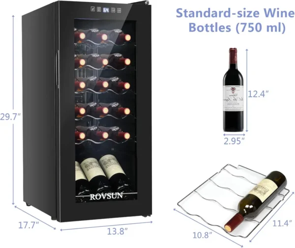 18 Bottle Wine Fridge, Freestanding Compressor Wine Cooler Refrigerator, Beverage Wine Chiller with Digital Temperature C - Image 6