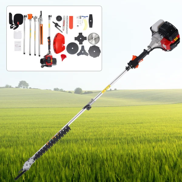 52cc 2-Stroke Hedge Strimmer Gasoline Brush Cutter Grass Wacker Weed Eater Lawn Mower Yard Pruner 10 in 1 - Image 2