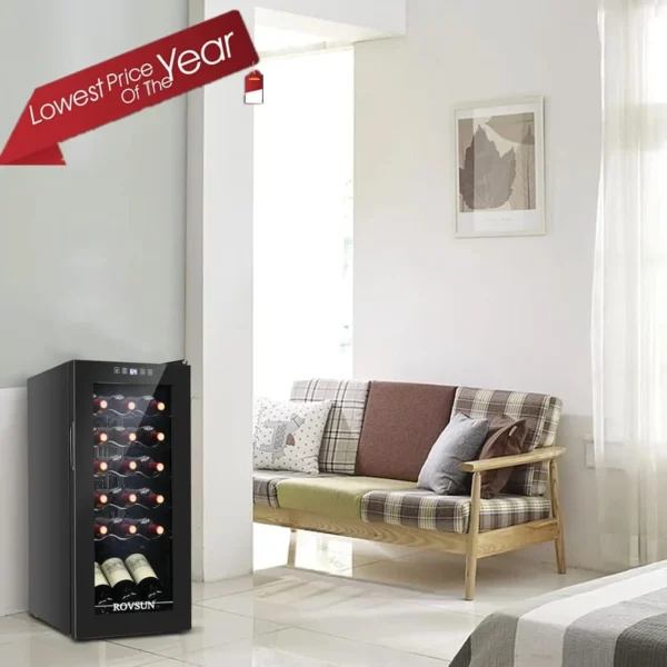 18 Bottle Wine Fridge, Freestanding Compressor Wine Cooler Refrigerator, Beverage Wine Chiller with Digital Temperature C - Image 2