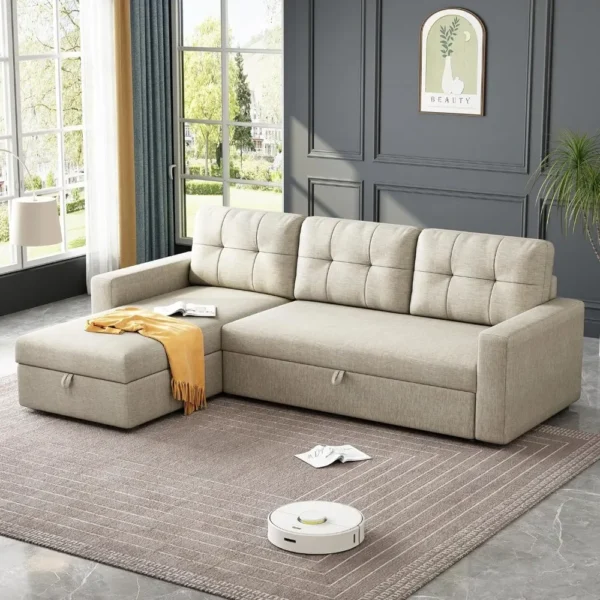 Living Room Sofas Living Room Convertible Sofa Bed With 3 Cushions and Breathable Fabric for Apartments Offices Furniture Home - Image 2