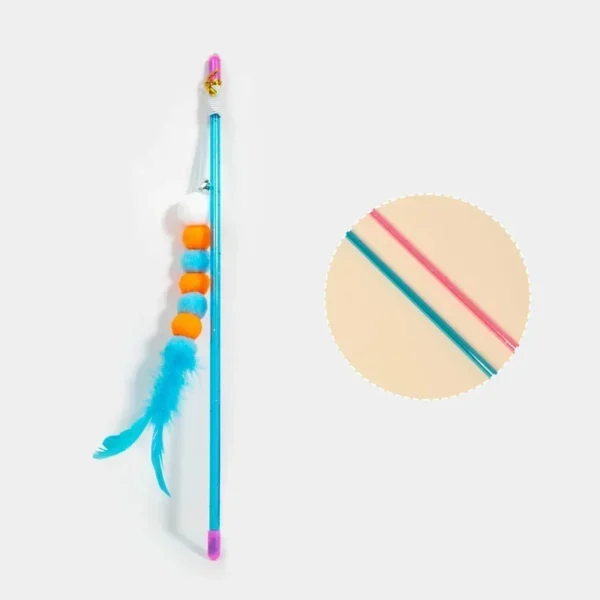 Funny Kitten Cat Teaser Interactive Toy Rod with Bell and Feather Toys for Cats Teaser Interactive Toy Rod Pet Cats Toys Stick - Image 12