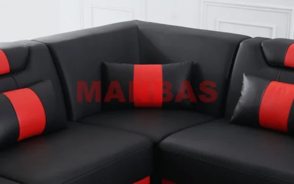 MANBAS Italian Genuine Leather Sectional Sofa with LED Lights | Futuristic Furniture U Shape Couch Living Room Big Sofas Set - Image 5