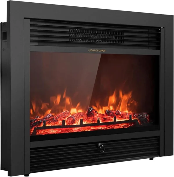 28.5" Electric Fireplace Insert, Wall Recessed/Mounted, Freestanding Fireplace with Remote Control, 3 Color Adjustable F