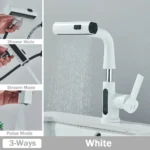Temperature Digital Display Basin Faucet For Bathroom Pull Out Waterfall Stream 3 Way Sprayer Hot Cold Water Sink Mixer Wash Tap