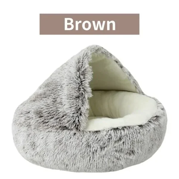 Soft Plush Pet Bed with Cover Round Cat Bed Pet Mattress Warm Cat Dog 2 in 1 Sleeping Nest Cave for Small Dogs - Image 11