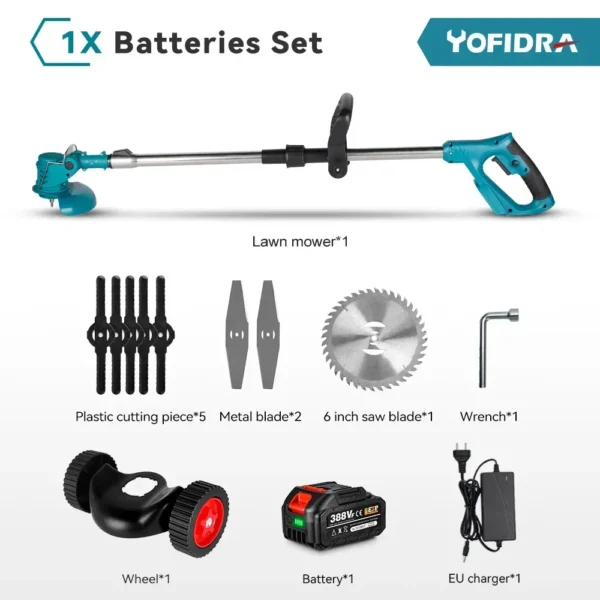 1500W 7 Inch Cordless Electric Lawn Mower Length Adjustable Handheld Rechargeable Garden Pruning Tools For Makita 18V Battery - Image 8