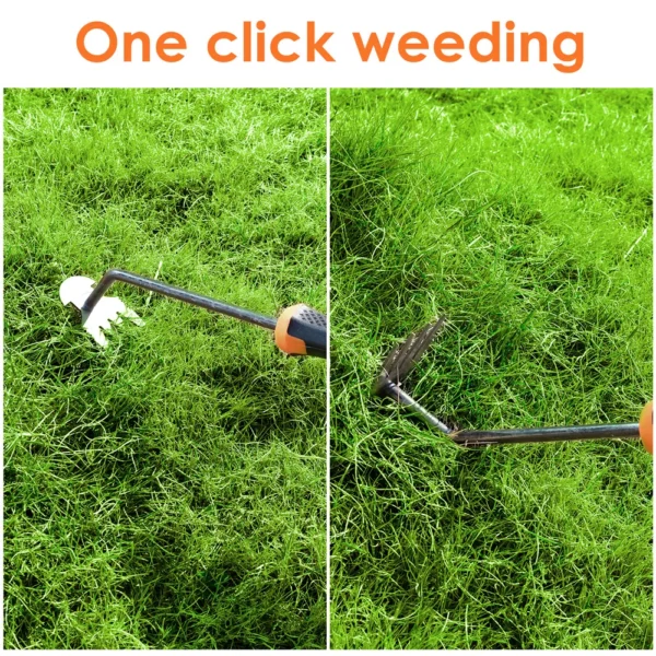 2 In 1 Garden Hoe Long Handle Manual Uprooting Weeding Rake 4 Teeth Weeding Artifact for Gardening Weed Puller Tools 2/10Pcs - Image 3