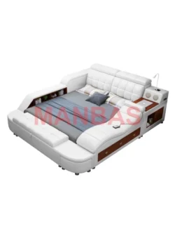 King/Queen Size Multifunctional Bed Tech Smart Beds Ultimate Camas TATAMI Massage Lit Genuine Leather Upholstered Bed with Audio - Image 8