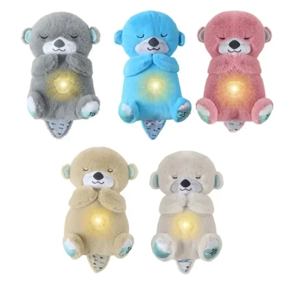 Breathing Otter Plush Toy Pet Cat Nap Sensory with Light and Sound Gift Musical Doll 30cm for Soothing Sleep