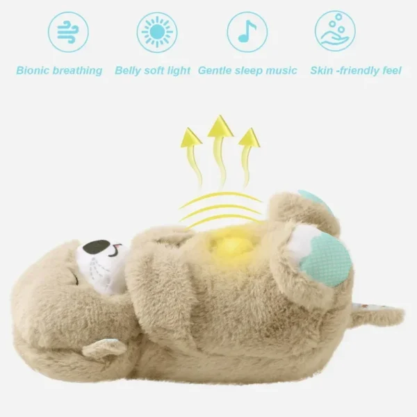 Breathing Otter Plush Toy Pet Cat Nap Sensory with Light and Sound Gift Musical Doll 30cm for Soothing Sleep - Image 2