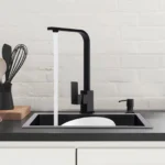 Large Capacity Kitchen Sink Black King Kong Sink + Sewer Set + Black Soap Dispenser + Faucet Washing Basin