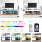 TV Stand for 85 Inch TVs, Entertainment Center with Power Outlet, Storage and LED Lights, Modern High Gloss Gaming TV Stand