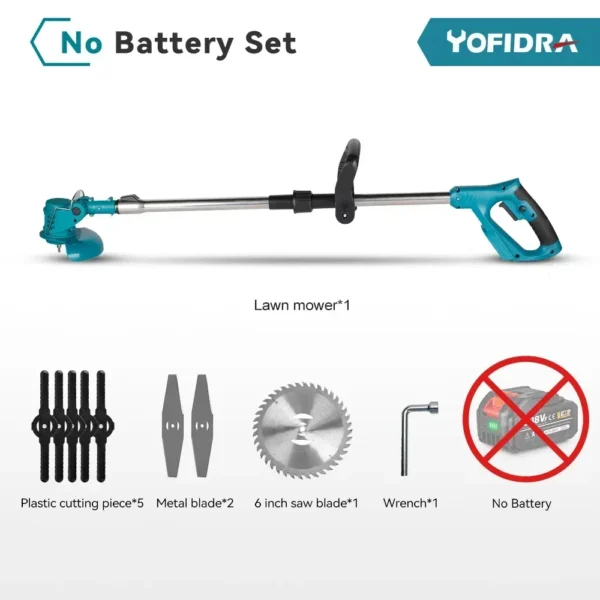 1500W 7 Inch Cordless Electric Lawn Mower Length Adjustable Handheld Rechargeable Garden Pruning Tools For Makita 18V Battery - Image 9