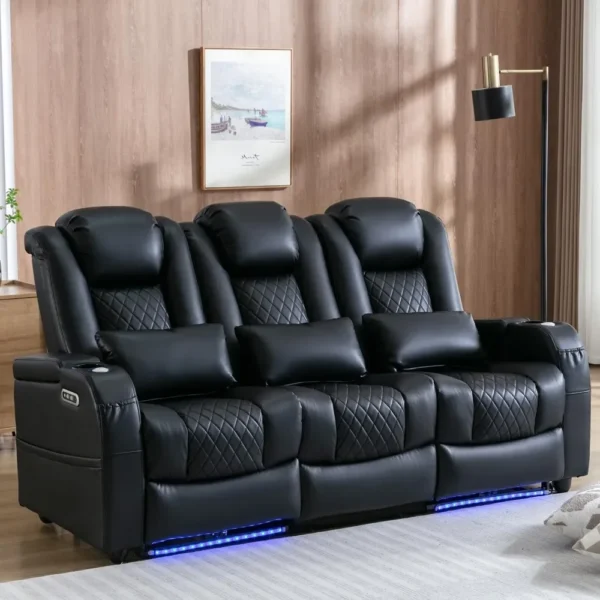 Reclining Sofas, Touch Reading Lights, Lumbar Pillow, Tray Table, Center Drop Down Console, Movie Theater Recliner Sofas - Image 6