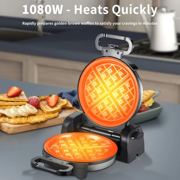 Belgian Waffle Maker, Classic Rotating Waffle Iron with Nonstick Plates, Removable Drip Tray and Cool Touch Handles, Double Flip - Image 3