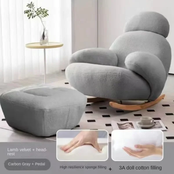 Nordic Cute Sofa Single Chair Net Rocking Chair Cream Lazy Simple Balcony Pedal Bedroom Living Room Sofas Home Furniture Couch - Image 15