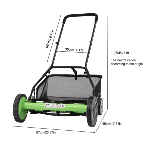 Reel Mower Walk-behind Lawn Mower with Grass Catcher for Lawn Mowing in Villas and Parks - Image 5