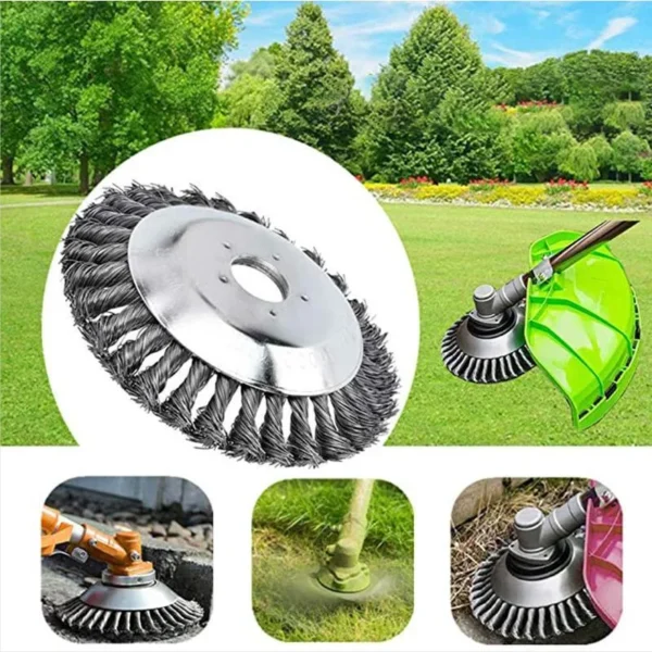 Steel Wire Wheel Garden Weed Brush Lawn Mower Grass Eater Trimmer Brush Cutter Tools Garden Grass Trimmer Head Weed Brush - Image 3