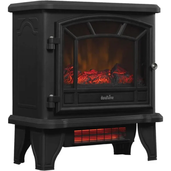 Electric Fireplace Stove 1500 Watt Infrared Heater with Flickering Flame Effects - Cream - Image 6