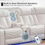 Power Recliner Sectional Sofa Couches with Bass Speakers for Living Room,Leather Reclining Corner Sectionals Sofa Couch Sets wit