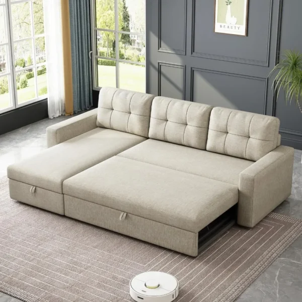 Living Room Sofas Living Room Convertible Sofa Bed With 3 Cushions and Breathable Fabric for Apartments Offices Furniture Home - Image 3