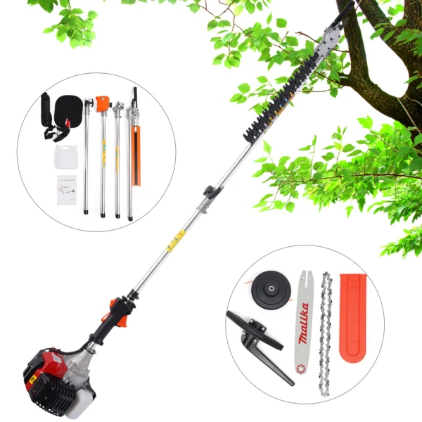 52cc 2-Stroke Hedge Strimmer Gasoline Brush Cutter Grass Wacker Weed Eater Lawn Mower Yard Pruner 10 in 1 - Image 5