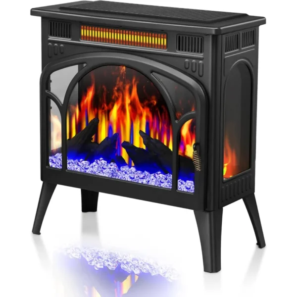 Electric Fireplace Heater Portable Electric Fireplace Stove Heater Indoor,12 Flame Colors,12 Flame Bed Colors,5 Flame Brightness