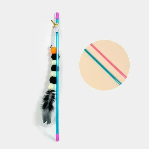 Funny Kitten Cat Teaser Interactive Toy Rod with Bell and Feather Toys for Cats Teaser Interactive Toy Rod Pet Cats Toys Stick - Image 13