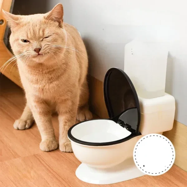 600 Ml Cat Spoof Toilet Water Dispenser Shape Drinking Bowl Water Flow Unplugged Automatic Water Feeding Artifact Pet Supplies