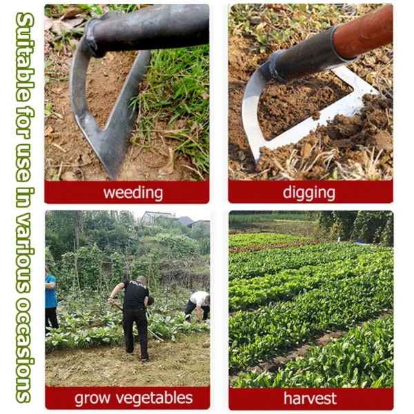 Handheld Hollow Hoe Thickened Manganese Steel Agricultural Weeding Hoe Planting Vegetable Gardening Loosening Soil Weeding Tools - Image 6