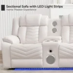 Power Recliner Sectional Sofa Couches with Bass Speakers for Living Room,Leather Reclining Corner Sectionals Sofa Couch Sets wit