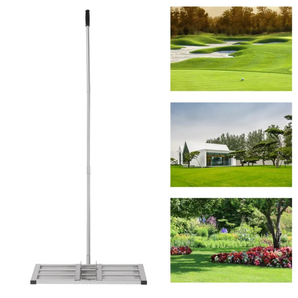 Level Lawn Tool Soil Lawn Rake Stainless Steel Lawn Level Tool with Handle for Garden Backyard Golf Lawn