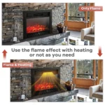 28.5" Electric Fireplace Insert, Wall Recessed/Mounted, Freestanding Fireplace with Remote Control, 2 Modes Heat