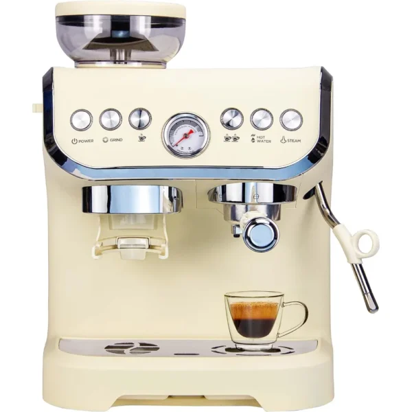 Espresso Machine 20 Bar, Coffee Maker With Milk Frother Steam Wand, Built-In Bean Grinder, Combo Cappuccino Machine