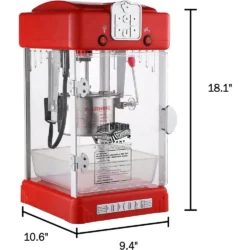 Pop Pup Countertop Popcorn Machine – Tabletop Popper Makes 1 Gallon – 2.5-Ounce Kettle, Catch Tray Warming Light & Scoop, Red - Image 3