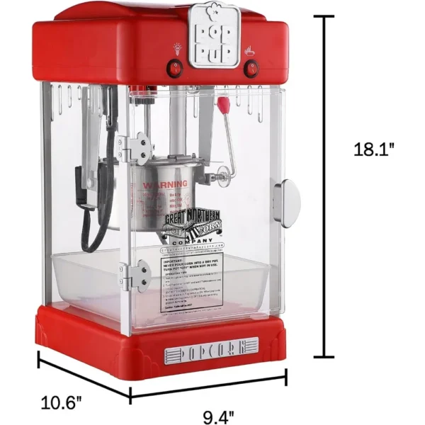 Pop Pup Countertop Popcorn Machine – Tabletop Popper Makes 1 Gallon – 2.5-Ounce Kettle, Catch Tray Warming Light & Scoop, Red - Image 3