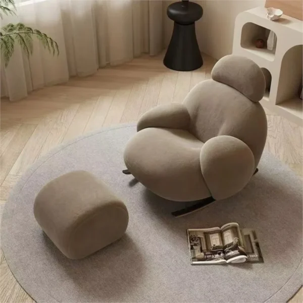 Nordic Cute Sofa Single Chair Net Rocking Chair Cream Lazy Simple Balcony Pedal Bedroom Living Room Sofas Home Furniture Couch - Image 4