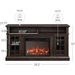 Traditional 58" Rustic TV Stand with 23" Electric Fireplace Heater with Sound, Media Entertainment Center Console Table for